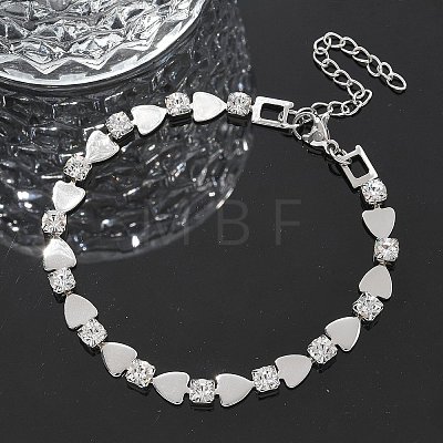 304 Stainless Steel Rhinestone Cup Chain Bracelets for Women BJEW-F488-26A-P-1