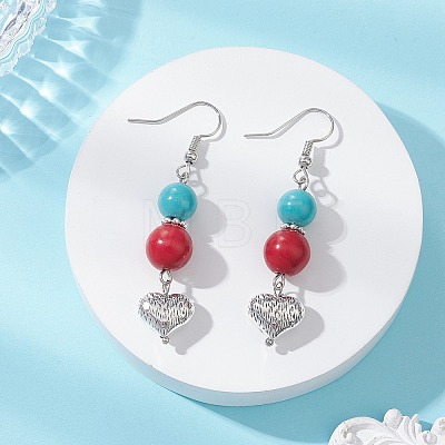 Synthetic Turquoise & Alloy Dangle Earrings EJEW-JE06929-1