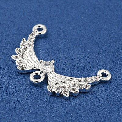 Rack Plating Brass Pave Clear Cubic Zirconia Wing Chandelier Component Links KK-F089-16S-1