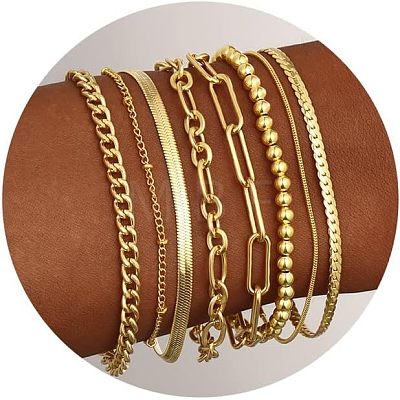 8Pcs Bohemian Style Alloy Chain Bracelets Kit for Women WG2620E-11-1