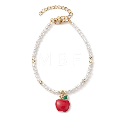 Fruit Alloy Enamel Charm Bracelets BJEW-JB10094-1
