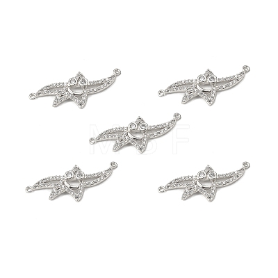 Brass Pave Clear Cubic Zirconia Connector Charms KK-E068-VB381-1