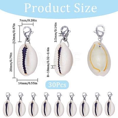 30Pcs Natural Cowrie Shell Pendant Decorations HJEW-SC0001-42-1