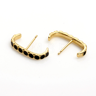 Brass Enamel Stud Earrings EJEW-L234-80-G-1