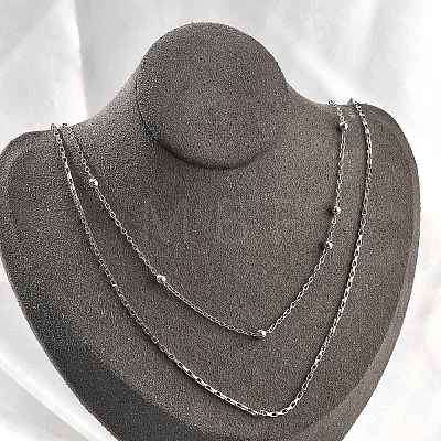 Brass Double Layer Necklaces NJEW-D302-54P-1