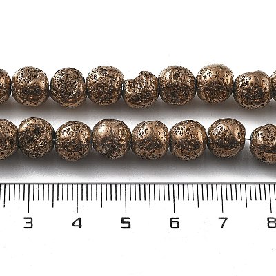 Electroplated Natural Lava Rock Beads Strands G-A251-E01-01D-1