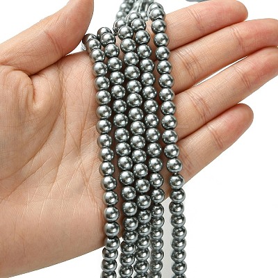 Eco-Friendly Dyed Glass Pearl Beads Strands HY-A008-6mm-RB076-1