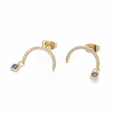Brass Micro Pave Cubic Zirconia Stud Crawler Earrings EJEW-R010-04A-1