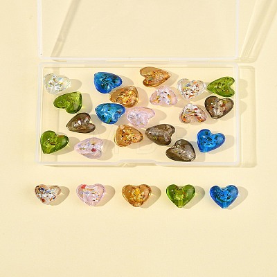 24Pcs 6 Colors Handmade Lampwork Silver Foil Glass Beads FOIL-FS0001-01-1