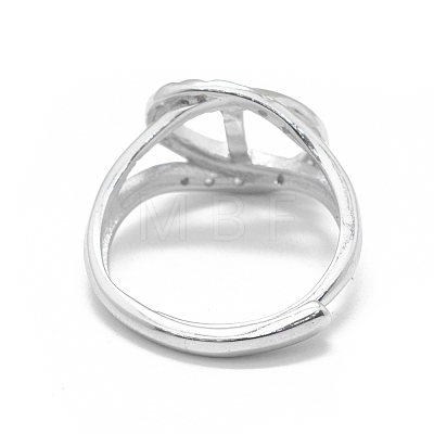 Adjustable Rhodium Plated 925 Sterling Silver Finger Ring Components STER-L055-022P-1