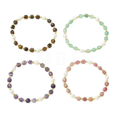 Natural Gemstone & Non-magnetic Synthetic Hematite & Shell Pearl Beaded Bracelets for Women BJEW-JB13892-1
