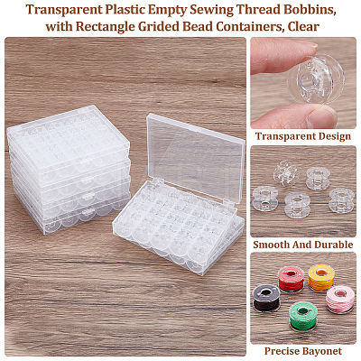 12 Bags Transparent Plastic Empty Sewing Thread Bobbins CON-WA0001-10-1