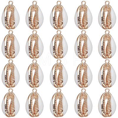 20Pcs Electroplated Natural Cowrie Shell Pendants SSHEL-SC0001-23-1