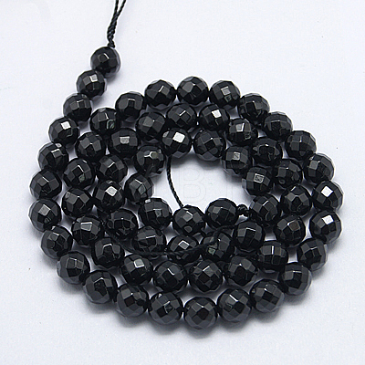 Natural Black Spinel Beads Strands G-G213-6mm-36-1