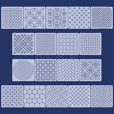 18Pcs PET Embroidery Template DIY-ME0003-65-1