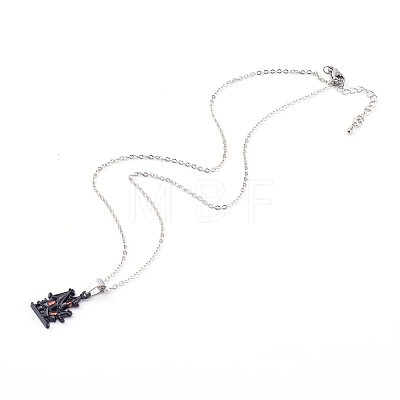Alloy Enamel Pendant Necklaces for Halloween NJEW-JN03342-1