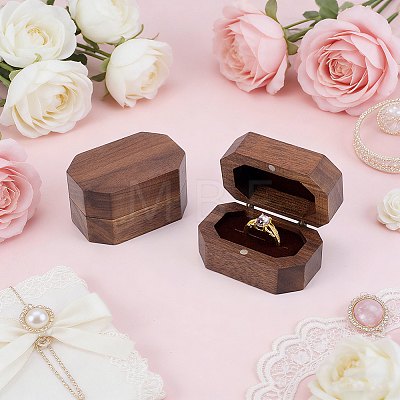 Octagon Wooden Ring Magnetic Boxes CON-WH0107-123C-1