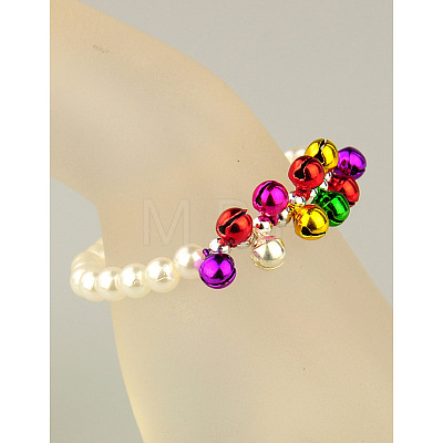Fashion Imitation Acrylic Pearl Stretchy Bracelets for Kids BJEW-JB01056-01-1
