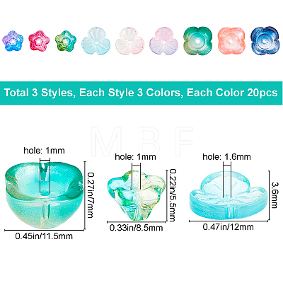 SUNNYCLUE 180 Pcs 9 Styles Transparent Spray Painted Glass Bead Caps GGLA-SC0001-11-1