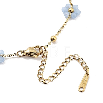 Glass and ABS Plastic Flower Link Chain Necklaces NJEW-H041-05G-02-1