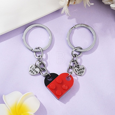 Matching Couple Resin Heart Keychain KEYC-YW00181-02-1