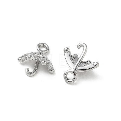 Brass Micro Pave Clear Cubic Zirconia Charms KK-P355-05P-1