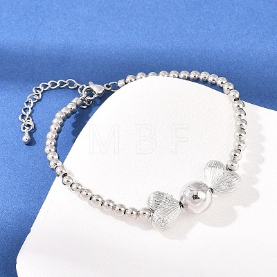 Brass Micro Pave Clear Cubic Zirconia Round Beaded Bracelets BJEW-F528-05P-1