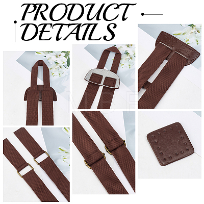 1 Set Nylon & PU Leather Adjustable Webbing Bag Straps DIY-CL0001-88B-1