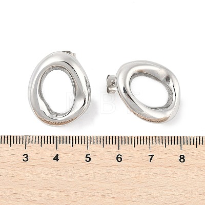 304 Stainless Steel Oval Stud Earrings EJEW-M073-06P-1