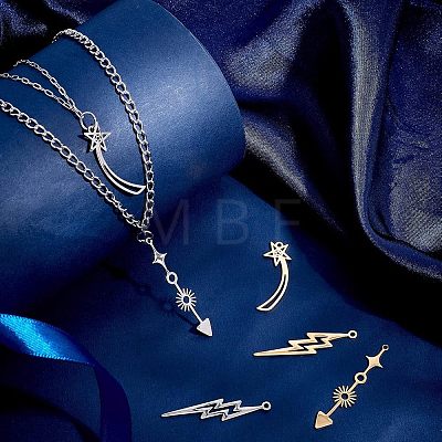 Unicraftale 12Pcs 6 Styles  201 Stainless Steel Pendants STAS-UN0034-04-1