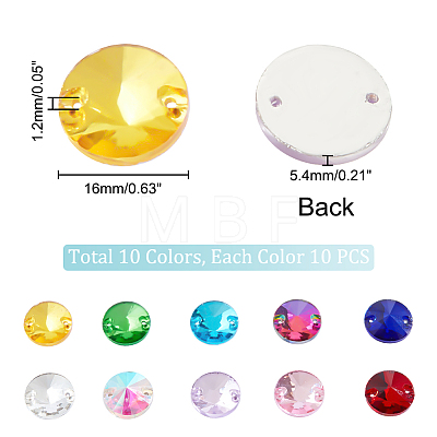 100Pcs 10 Colors Cone Shape Sew on Rhinestones GLAA-GA0001-56A-1