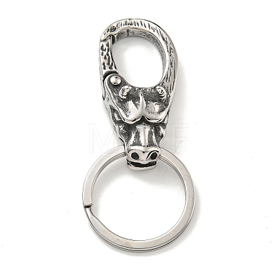 Tibetan Style 316 Surgical Stainless Steel Fittings with 304 Stainless Steel Key Ring FIND-Q101-09AS-03-1