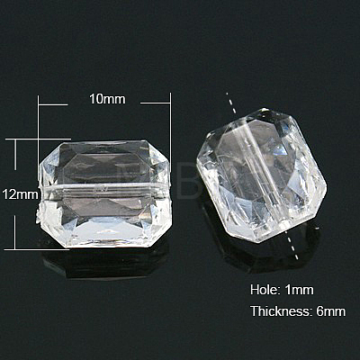 Faceted Rectangle Transparent Clear Acrylic Beads X-TACR-524-01-1