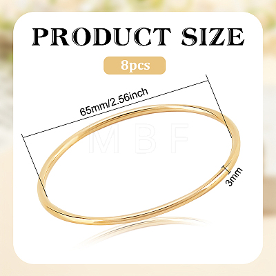 8Pcs 304 Stainless Steel Thin Wrap Bangle for Women BJEW-BC0001-16G-1