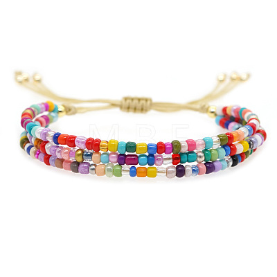 Rondelle Glass Seed Bead Braided Bead Bracelets WP2117-1