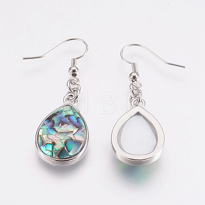 Natural Abalone Shell/Paua Shell Dangle Earrings X-EJEW-F158-A02-1