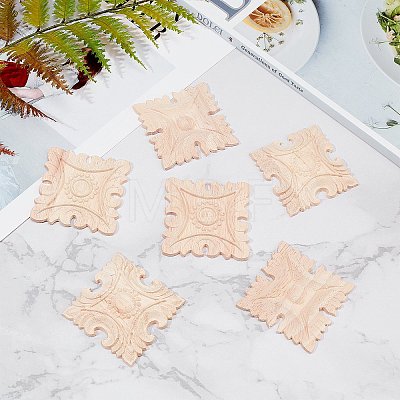 Natural Solid Wood Carved Onlay Applique Craft WOOD-WH0101-55-1