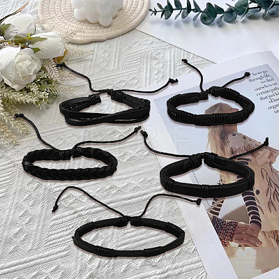 1Bag Mixed Styles Adjustable PU Leather Cord Braided Bracelets for Unisex BJEW-CL0001-47C-1