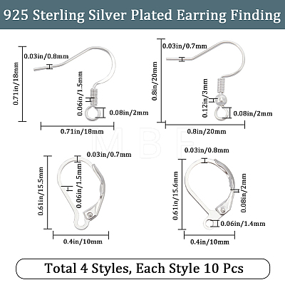 Beebeecraft 40Pcs 4 Style Brass & 304 Stainless Steel Earring Findings KK-BBC0012-60-1