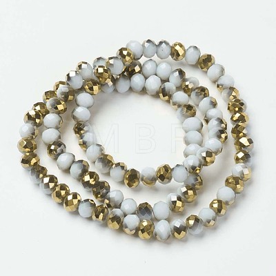 Electroplate Opaque Glass Beads Strands EGLA-A034-P6mm-O08-1