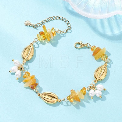 Natural Cultured Freshwater Pearl Beads Charm Bracelets BJEW-JB13767-02-1
