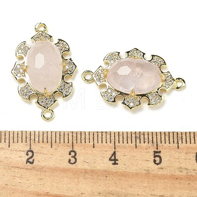 Natural Rose Quartz Faceted Oval Connector Charms G-G181-06G-10-1