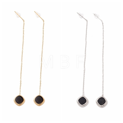 Long Chain with Enamel Rhombus Dangle Stud Earrings EJEW-A067-03P-1