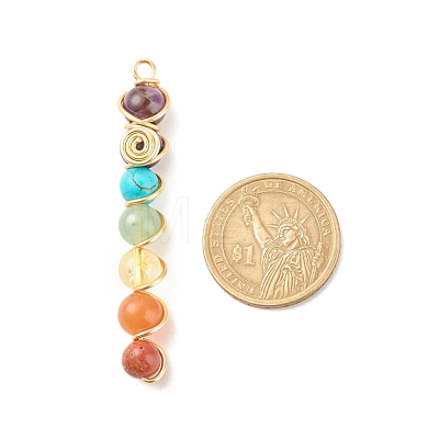 Chakra Natural & Synthetic Gemstone Copper Wire Wrapped Big Pendants PALLOY-JF01622-1