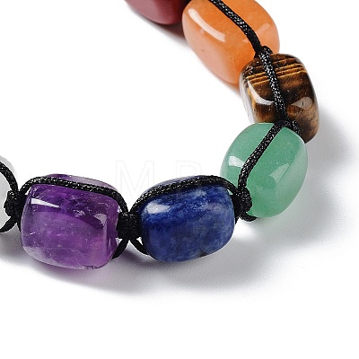 Natural Mixed Gemstone Rectangle Braided Bead Bracelets BJEW-P295-01-1