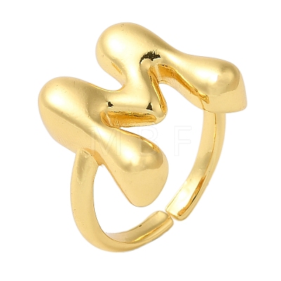 Initials Brass Open Cuff Ring for Women RJEW-N046-02M-G-1