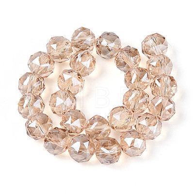 Electroplate Transparent Glass Round Beads Strands EGLA-T029-8mm-12T-14-1