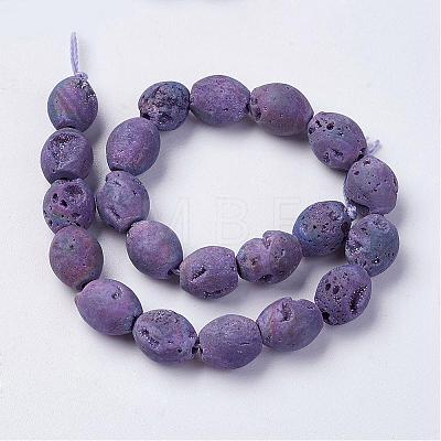 Electroplated Natural Druzy Geode Agate Bead Strands G-P251-E03-1