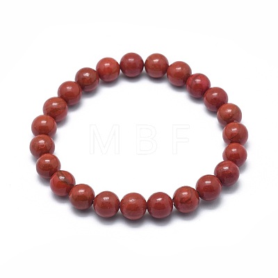 Natural Red Jasper Bead Stretch Bracelets BJEW-K212-C-012-1