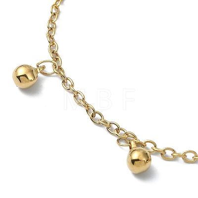 Ion Plating(IP) 304 Stainless Steel Round Ball Charm Bracelets for Women BJEW-D023-04G-1